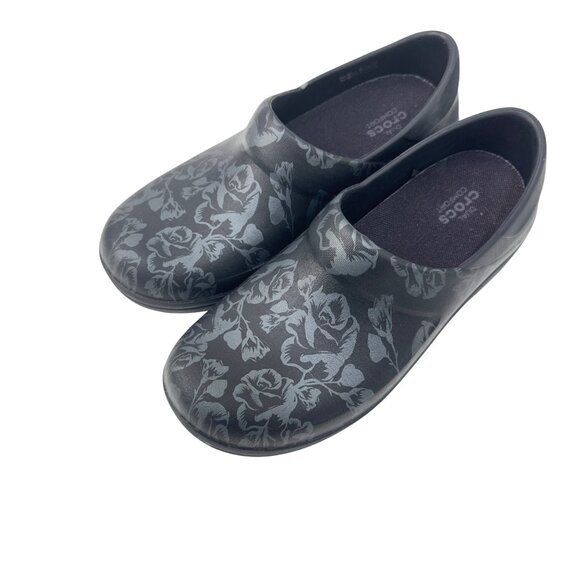Crocs Professional Clogs Womens Size 7 Black Floral Pattern Slip-Resistant - Picture 11 of 12